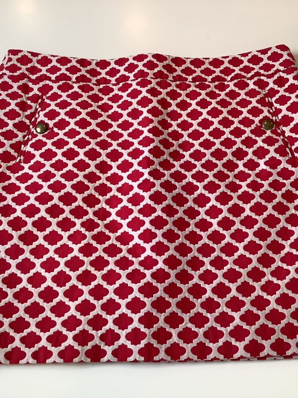 Ann Taylor Loft Red and White Lined Skirt